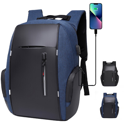 #ad Men#x27;s Waterproof Laptop Backpack Travel Backpack School Bag w USB Charging Port $17.14