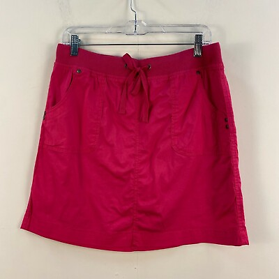 #ad Telluride Womens Medium Pink Woven Skirt Side Mini Lined Cinch Waist Cotton 6147 $13.00