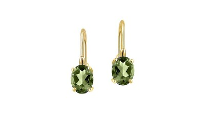 #ad 925 Sterling silver 18K Gold Plated Peridot Oval Cut Leverback Earrings $9.99