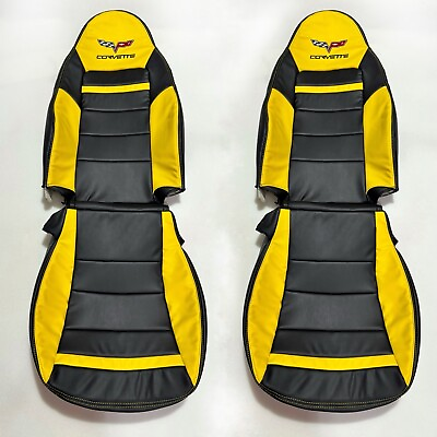 #ad Corvette C6 Standard Synthetic Leather Seat Covers In Yellow amp; Black 2005 2011 $260.00