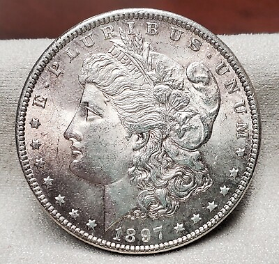 #ad UNC 1897 P Morgan Silver Dollar Us Coin Uncirculated PHILADELPHIA $51.49