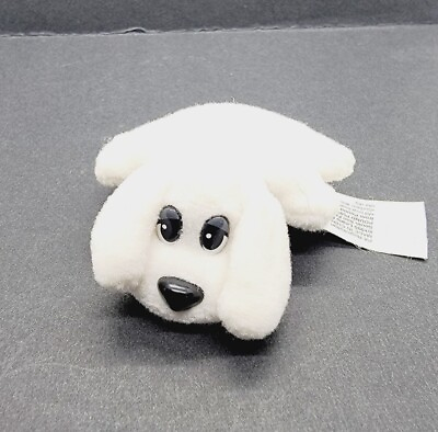 #ad Vintage 1995 Mini Pound Puppies White Puppy Dog 3” Tiny $10.00