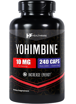 #ad Healthfare Yohimbine HCL 10mg 240 Capsules Support Energy Max Potency Formula $19.99