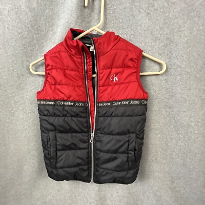 #ad #ad Calvin Klein Jeans Puffer Vest Toddler Boys 5 Red Black $16.00