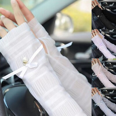 #ad Sleeve Gloves Gauze Gloves Long Outdoor Sports Protection Solid Thin Women $15.82
