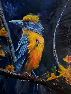 #ad ORIGINAL PAINTING 16x20 inches Beautiful Bird Colorful Wall Decor Home Decor $160.00