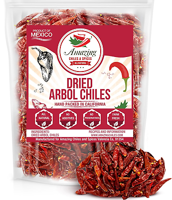 #ad Chile De Arbol 4Oz Dried Whole Red Chili Peppers Premium All Natural Stemless $15.91