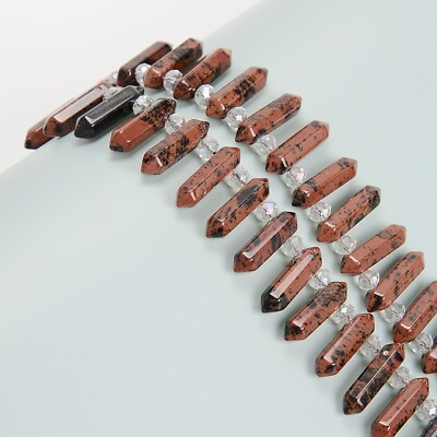 #ad Mahogany Obsidian Top Drill Faceted Double Point Beads Size 8x32mm 15.5#x27;#x27; Strand $24.49