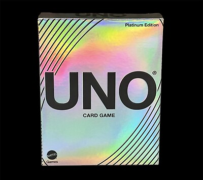 #ad UNO Mattel UNO Platinum Edition Card Game Premium Holographic Foil Cards New $17.50