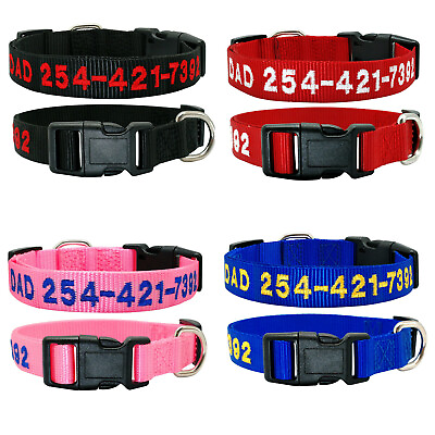 #ad Durable Personalized Custom Embroidered Nylon Dog Collar Adjustable Name number $9.99