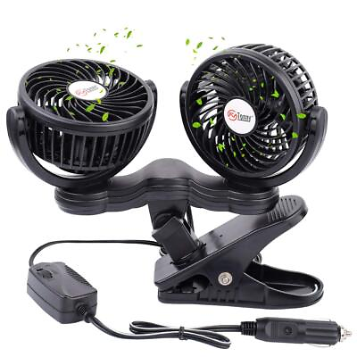 #ad Car Clip Fan 12V Cooler Electric Air Cooling Truck Portable Conditioner Dual $33.95