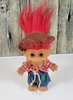 #ad RUSS Hillbilly Troll Doll Red Hair Barefoot Hat 6 Inch Vintage $14.84