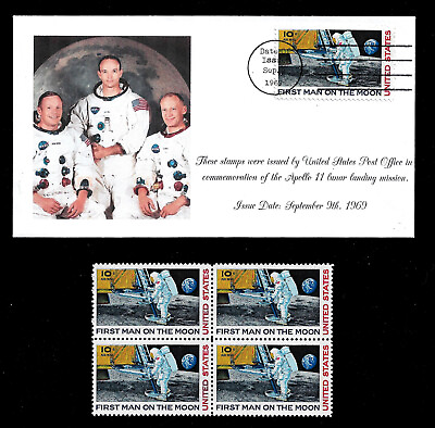 #ad 1969 Apollo 11 Lunar Landing Postage Stamps Mint Post Office Fresh Condition $4.99