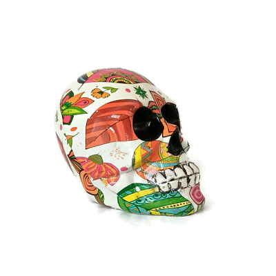 #ad Halloween Polish Dead Warning Porcelain Skull Danger HeadCarved Brain Sculpture $34.57
