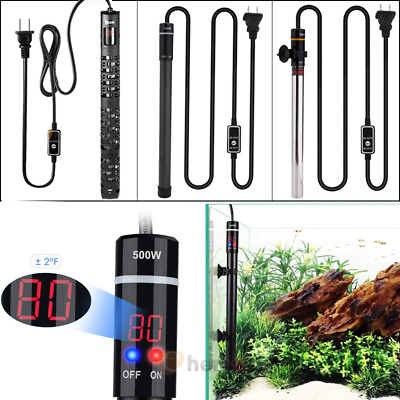 #ad Aquarium Water Heater 500W Submersible Fish Tank Thermostat Heating w Controller $33.63