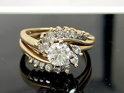 #ad Engagement Ring Diamond 14K Yellow Gold Wedding Set 0.75ctw Women#x27;s Size 5.5 $989.97