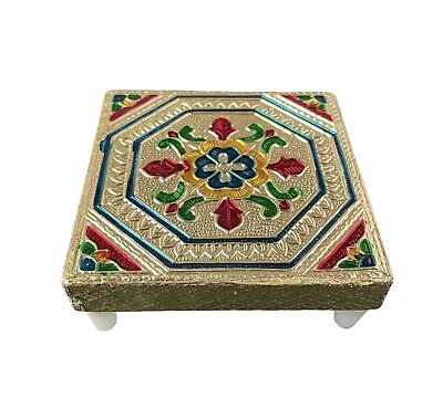 #ad 4” x 4” Indian Bajot Bajoth Pooja Puja Chowki Hindu Table For Staute Temple $7.48