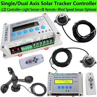 #ad 12V 24V Single Dual Electronic LCD Solar Tracker Controller W Wind Speed Sensor $129.99