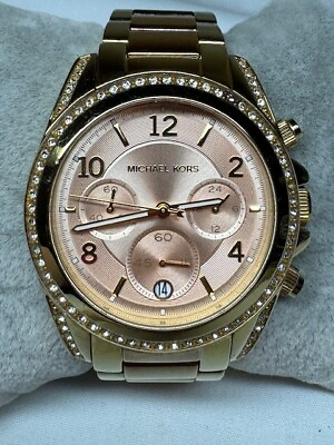 #ad Ladies Michael Kors MK 6316 Crystal Accent Bezel Chronograph Date Watch $51.95