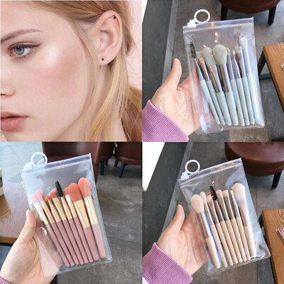 #ad 8Pcs Makeup Blusher Set Eyeshadow Eyebrow Brush Beauty Tools Mini Size Portable C $3.70