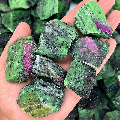 #ad Raw Rough Ruby Zoisite Stone Large Chunks Healing Energy Crystal Mineral Rocks $7.80