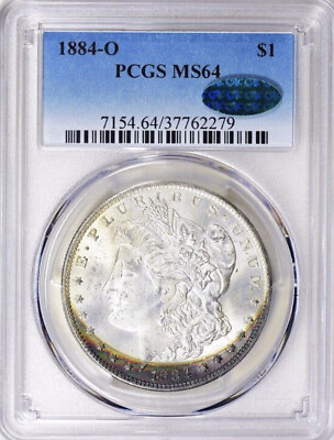 #ad 1884 O PCGS amp; CAC MS64 Crescent Toned Morgan Silver Dollar $450.00