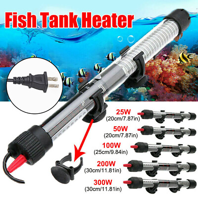 #ad 25W 300W Submersible Aquarium Fish Tank Heater Rod Heating Adjustable Thermostat $11.96
