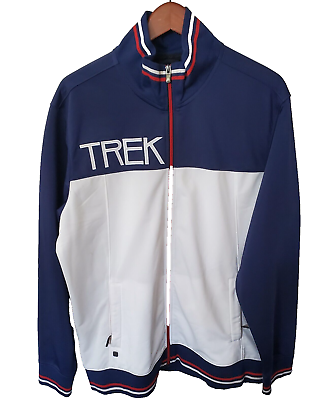 #ad Bontrager Trek Premium Track Cycling Jacket Men#x27;s XL White Navy Full Zip Pockets $28.00