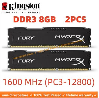HyperX FURY DDR3 16GB 2x 8GB 1600 MHz PC3 12800 Desktop RAM Memory DIMM 240pins $23.50