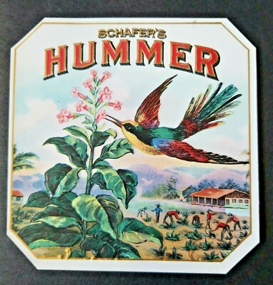 #ad Schafer#x27;s HUMMER original outer cigar box label EMBOSSED 4.5quot; x 4.5quot; $17.95