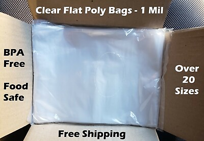 #ad Clear Plastic Bags Packing Shipping Lay Flat Open Top Poly Baggie FDA 1 Mil 1Mil $6.99