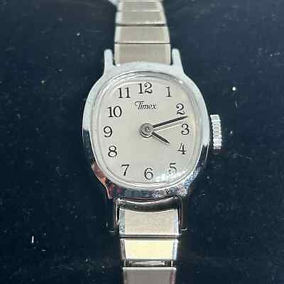 #ad Timex Silver Tone Base Metal Bezel Stainless Steel Watch Working New Battery $18.73