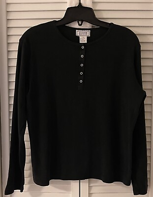 #ad Jennifer Moore Women#x27;s 100%Cotton Light Weight L S Sweater Small Black A $15.00