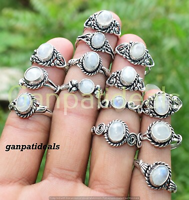#ad 200pcs Wholesale Lot Moonstone Gemstone Small Ring 925 Sterling Silver Plated $141.54