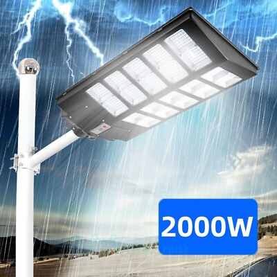 #ad Outdoor Commercial 2000W LED Solar Street Light IP67 Dusk to Dawn Road Lamp US $99.99