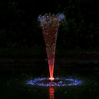 #ad Custom Pro 600 gph Floating Pond Water Fountain amp; 48 Multi Color LED Light Ring $213.85