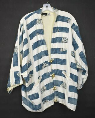 #ad Vintage Native Wear Designs Patchwork 4 Button Front 3 4 Sleeve Jacket Small $20.99