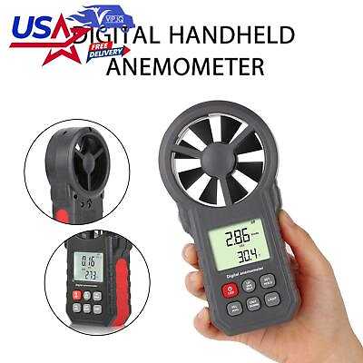 #ad LCD Digital Anemometer Thermometer Air Flow Meter Wind Speed Gauge 0 30M s YU $32.79