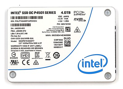 #ad Intel 4TB SSDPE7KX040T7 P4501 Series TLC PCIe NVMe 2.5quot; SSD Tested Garde A $199.99
