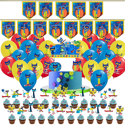 #ad Pete The Cat balloon cupcake birthday party decoration theme idea supplies $7.99