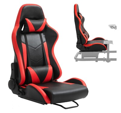 #ad Zootopo PVC Racing Simulator Cockpit Gaming Red Seat with Neck Pillow and Lumbar $139.95