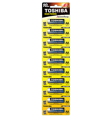 #ad Toshiba Size AA High Power Alkaline Batteries LR6GCP BP1X10 CN 10 Pack $6.95