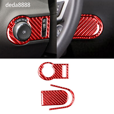 #ad 3×Red Carbon Headlight Switch Steering Wheel Trim For Chevrolet Camaro 2010 2015 $23.74