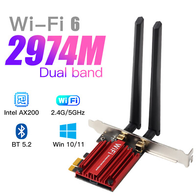 #ad Wifi 6 PCE AX3000 Intel AX200 PCI E WiFi Card Bluetooth Desktop WiFi 6 Adapter $18.99