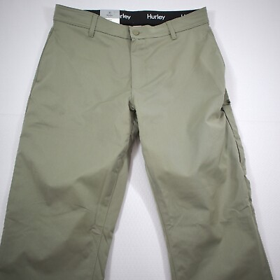 #ad Hurley Mens Jet Set Tech Pants 36x30 Zip Side Pocket Green NEW $36.49
