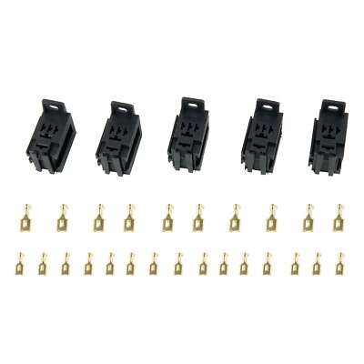 #ad 5pcs Automotive Relay Socket Micro 60AMP 5 Pin With 25x Copper Terminals $15.73