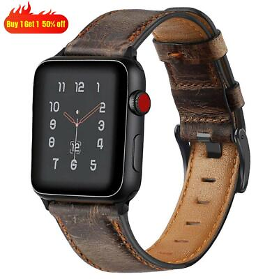#ad Retro Genuine Leather Band Strap for Apple Watch Series 7 6 5 4 SE 40 44 41 45mm $10.62