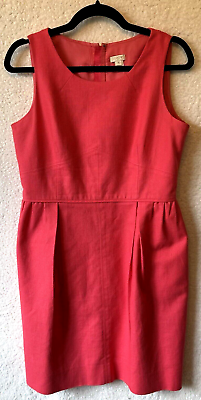 #ad J Crew Ladies Dress 10 Coral Sleeveless Cruise Modest Career Cotton Lined Pocket $29.99
