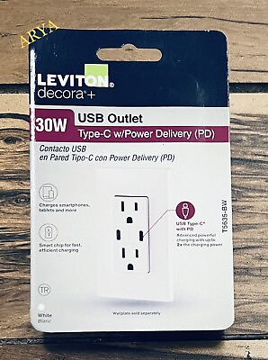 #ad Leviton T5635 W USB Dual Type C with Power Delivery PD In Wall Charger with 15 $23.99