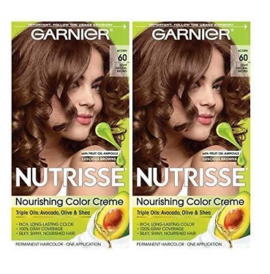 #ad 2 pack Garnier Hair Color Nutrisse Creme 60 Light Natural Brown Acorn $25.99